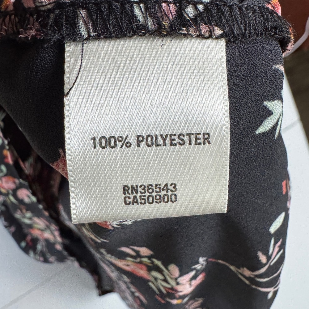 Van Heusen Womens Floral Blouse Black Pink Clip Dot Sheer Long Sleeve Top Large - Picture 8 of 9